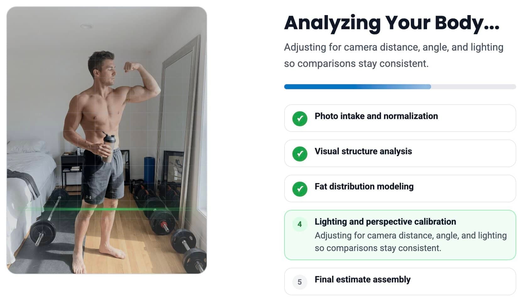 AI analyzing body composition from an uploaded photo